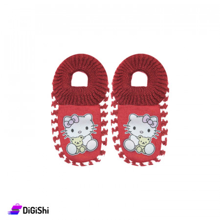 Kids Winter Slippers Hello kitty Drawing - Red