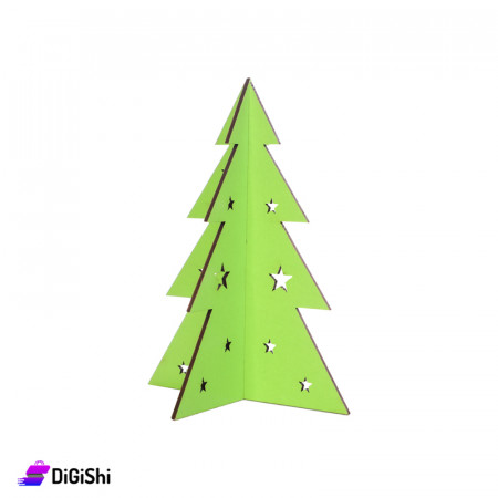 زينة خشب لعيد الميلاد شكل شجرة 12 * 15 سم - أخضر