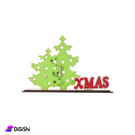 زينة خشب لعيد الميلاد شكل شجرة الميلاد XMAS