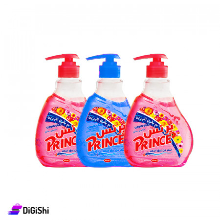 عرض ثلاث عبوات صابون سائل للأيدي Prince