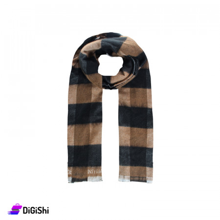 Women's Striped Soft Mohair Cloth Scarf - Brown and Black