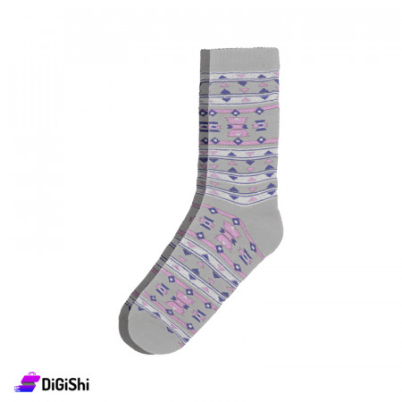 ZOX Plus Jacquard Long Socks for Women - Gray