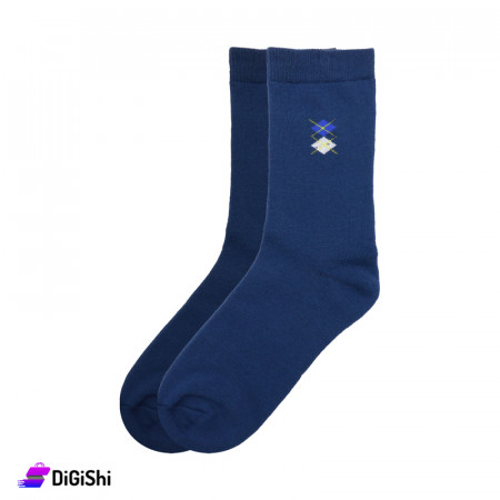 ZOX Plus Men's Cotton Bathrobe Socks Long Lenght - Navy