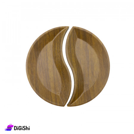 Set Of Two Wooden Dishes Circle Shape