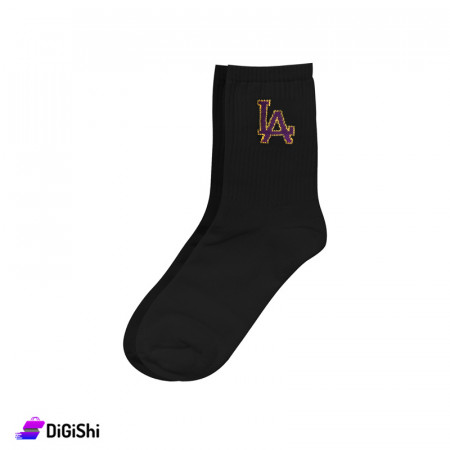 ZOX Plus Pairs of Men's Towel Long Leg Socks with LA Logo  - Black