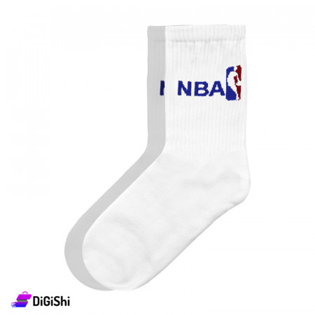 ZOX Plus Pairs of Men's Towel Long Leg Socks with NBA Logo - White