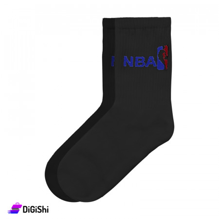 ZOX Plus Pairs of Men's Towel Long Leg Socks with NBA Logo - Black