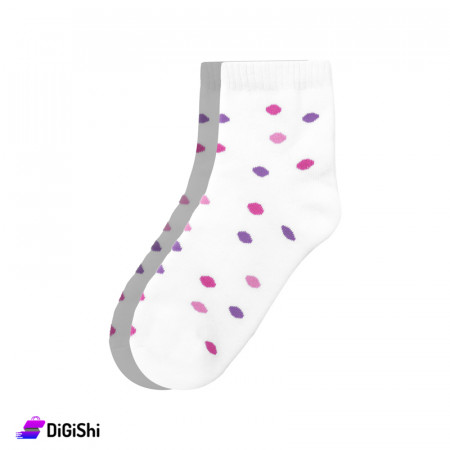 ZOX Plus Dot Drawing Women's Fleece Lined Socks Medium Lenght - White
