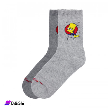 ZOX Plus Pairs of Men's Towel Long Leg Socks with Simpsons - Grey