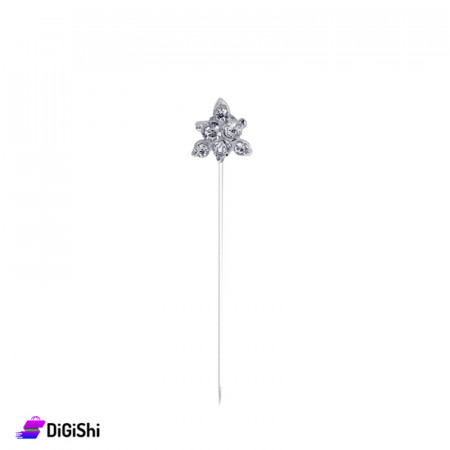 Tree Shape Pin With Strass - Silver