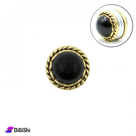 Magnetic Notched Hijab Pins Button Shape - Black and Golden