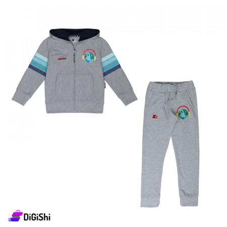 STARTER Polyester Children's Pajamas With Drawing of Globe and Headphones - Gray