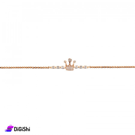 A Golden Zipper Bracelet in The Shape of a Crown with Zircons