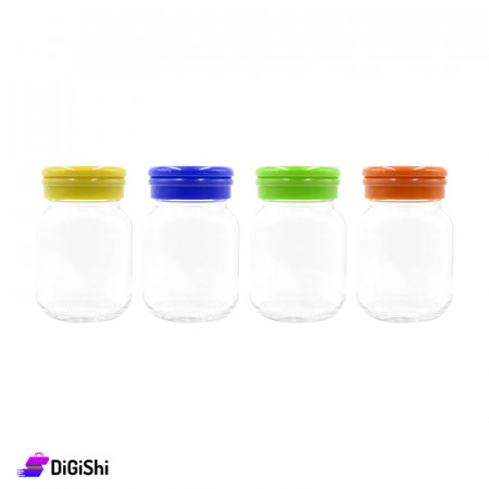 Glass Jars Set with Pressure Cap 4 Pieces - Colorful