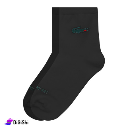 ZOX Plus Pairs of Lacoste Men's Towel Medium Leg Socks - Black