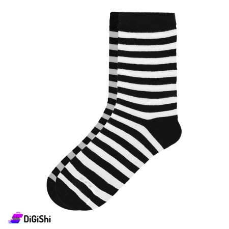 ZOX Plus Pairs of Men's Towel Long Striped Socks - Black & White