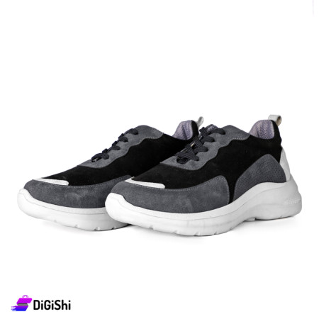 Women's Dual Color Chamois Shoes - Black & Gray