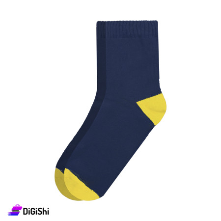 ZOX Plus Women's Towel Lined Socks Medium Length - Navy and Yellow