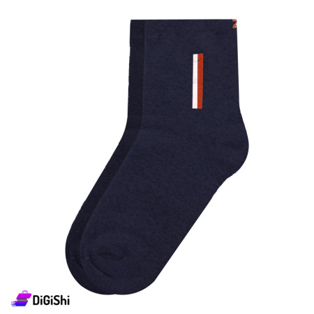 ZOX Plus Pairs of Lacoste Men's Towel Medium Leg Socks With colorful lines - Navy