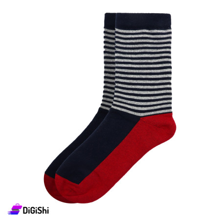 ZOX Plus Pairs of Men's Towel Long Striped Socks - Black and Gray