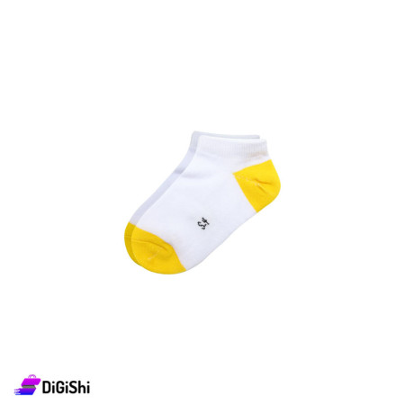 ZOX Plus Children Short Cotton Socks for 4 Years Old - White & Yellow