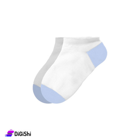 Children Cotton Socks Short Leg for 8 Years Old - White & Blue