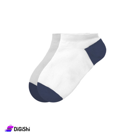 Children Cotton Socks Short Leg for 10 Years Old - White & Dark Blue