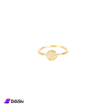 Golden Ring with Zircon Circle Shape
