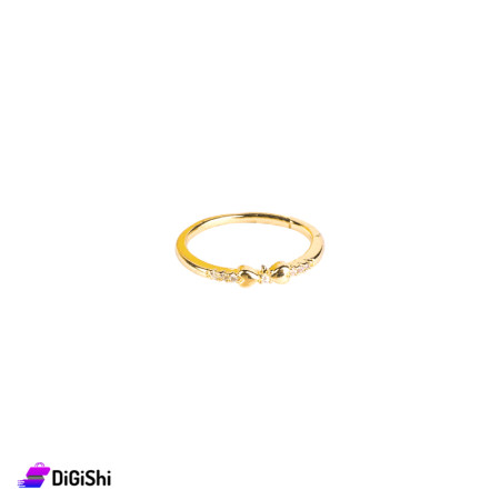 Golden Ring with Zircon Bow Shaped - Golden