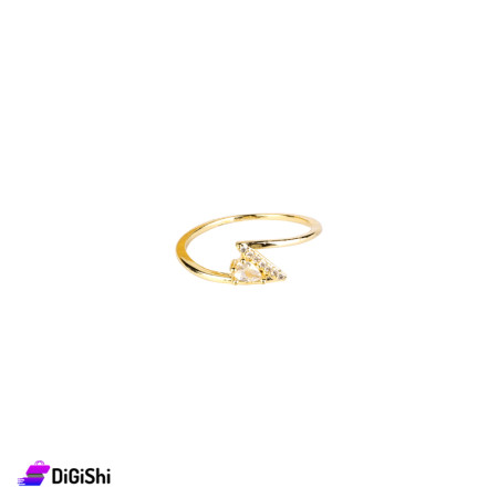 Golden Ring with Zircon Triangle Shaped  - model 3