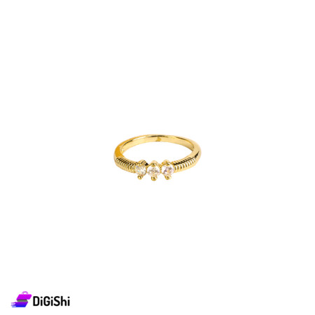 Classic Golden Ring with Three Zircon Stones
