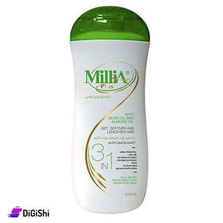 Millia Shampoo to Soften Hair with Olive and Almond Oil 400ml