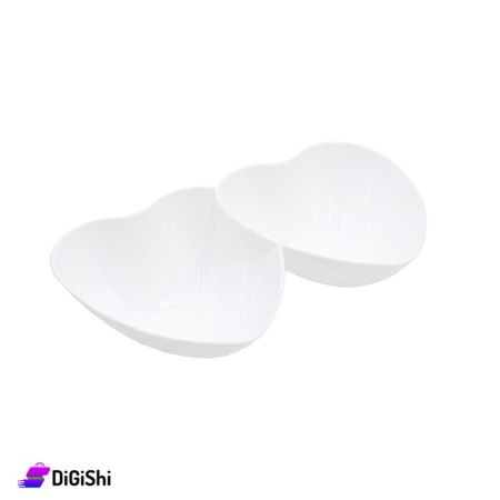 Double Heart Shaped Plate Small Size - White