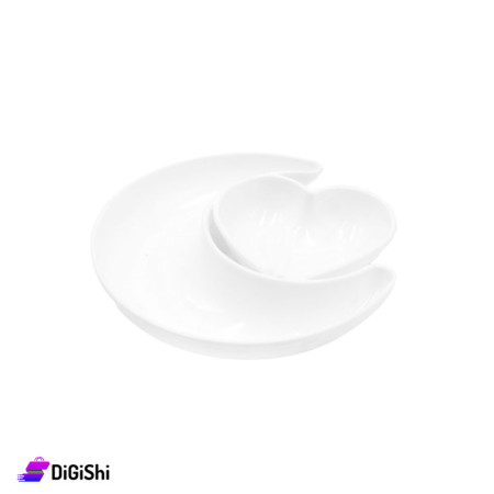 Double Heart and Crescent Plastic Plate - White