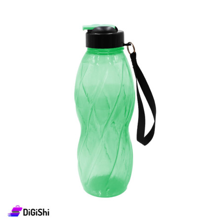 Plastic Water Bottle with Line Shapes - Green