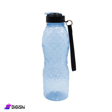 Pastic Water Bottle Grooved with Lozenge Pattern - Blue