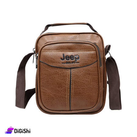 Jeep Buluo Men's Leather Hand and Shoulder Bag With Back Zipper - Honey