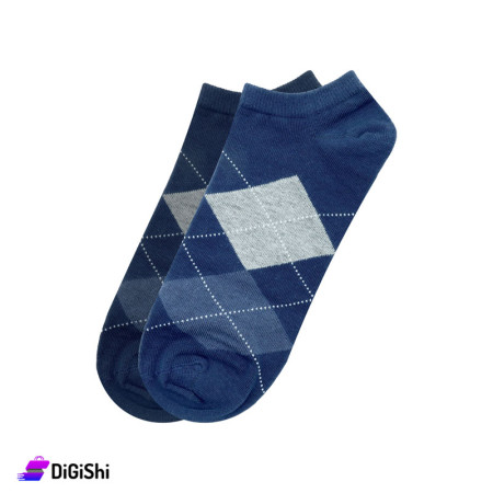 ZOX Plus Men's Short Cotton Striped Socks - Navy