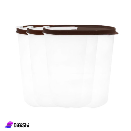 Set of Reinforced Plastic Container Medium Size - Brown