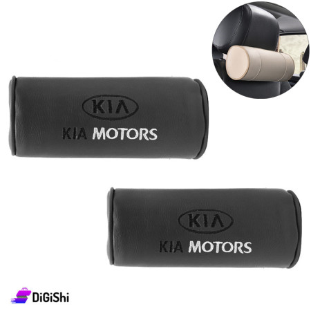 KIA MOTORS Pairs of Leather Car Seat Neck Cushions - Black
