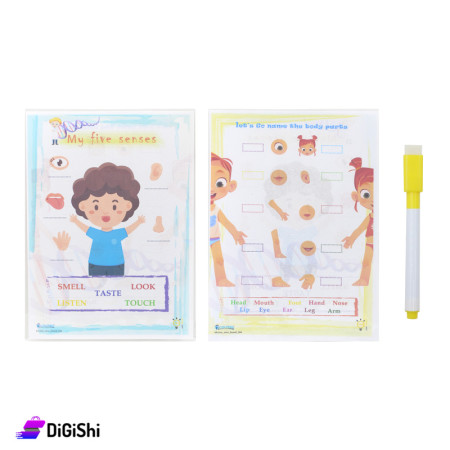 Educational Transparent Plastic Tablet Paper Body Parts and Senses - Yellow