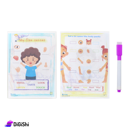 Educational Transparent Plastic Tablet Paper Body Parts and Senses - Purple