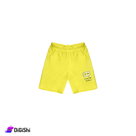 STARTER  Boy's Polyester Shorts with Smile Print - Neon