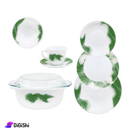 Set of Porcelain Green Smudges
