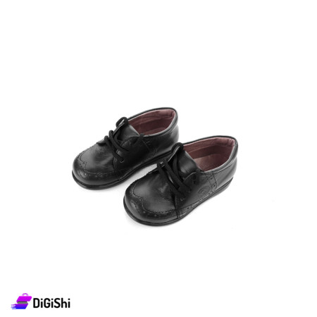 POTENZA Kids Leather Medical Liner British Shoes Size 20 to 24 - Black