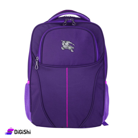 POLO Linen Laptop Two Layers Backpack - Purple