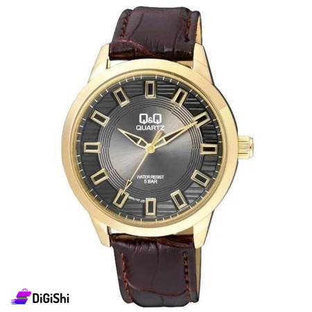 Q&Q Men's Wrist Watch Q956J102Y - Brown and Golden
