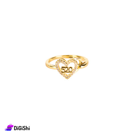 Golden Ring with Zircon Heart Shaped - Model 1