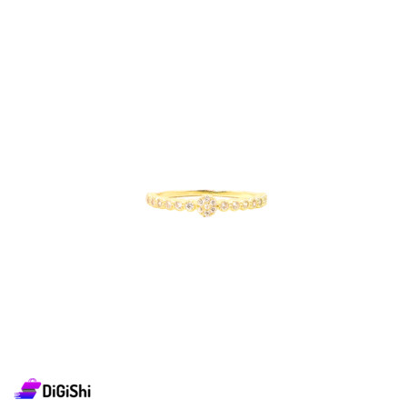Golden Ring with Zircon Circular Shaped