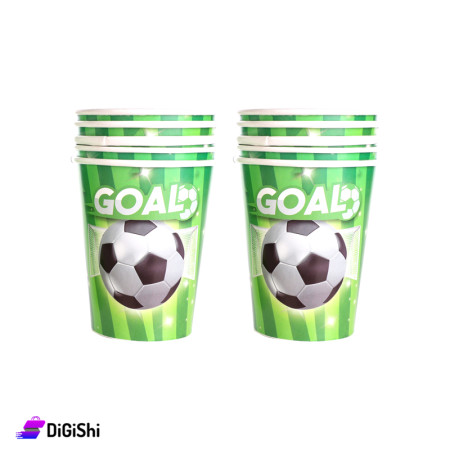 Set of 10 pieces Cardboard Cups Medium Size with Ball Print - Green